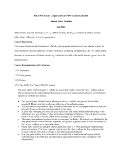 ISLA 505: Islam: Origins and Early Development, Hadith Ahmed