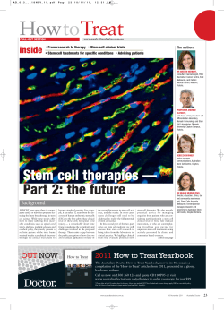Stem cell therapies &mdash; Part 2: the future