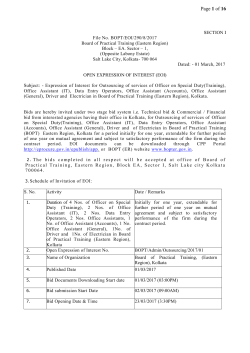 Expression of Interest for Outsourcing of services of