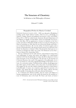 The Structure of Chemistry in Relation to the Philosophy of