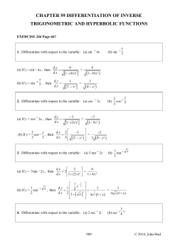 CHAPTER 59 DIFFERENTIATION OF INVERSE TRIGONOMETRIC