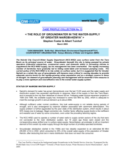 the role of groundwater in the water-supply of greater nairobi