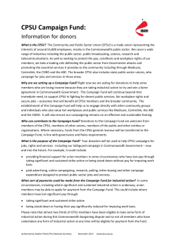 CPSU Campaign Fund: Information for Donors
