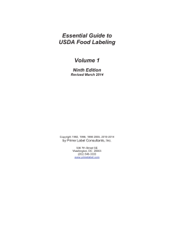 Essential Guide to USDA Food Labeling Volume 1