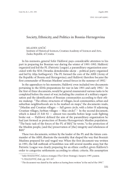 Society, Ethnicity, and Politics in Bosnia