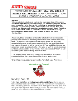 FOR THE WEEK OF Dec. 24 &ndash; Dec. 30, 2010 AT