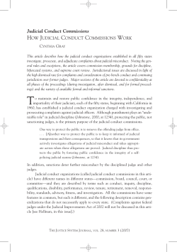 Judicial Conduct Commissions HOW JUDICIAL CONDUCT