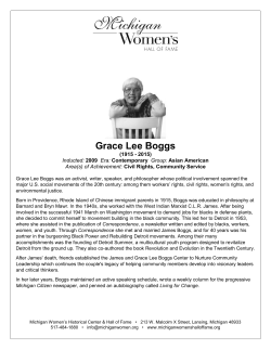 Grace Lee Boggs - Michigan Women`s Hall of Fame