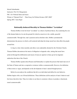 Rationally deduced Morality in Thomas Hobbes` &ldquo;Leviathan&rdquo;