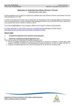 Application to Undertake Dam Works (Division 3 Permit