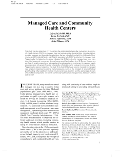 Managed Care and Community Health Centers