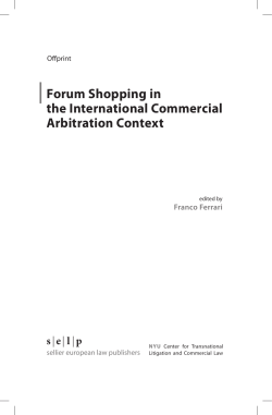 Forum Shopping in the International Commercial Arbitration