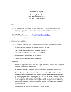 Bone Island Regatta Preliminary Notice of Race From Key West to
