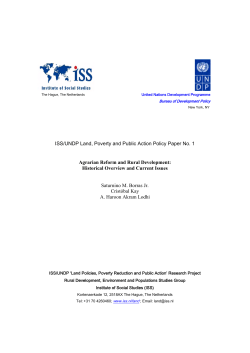 ISS/UNDP Land, Poverty and Public Action Policy Paper No. 1