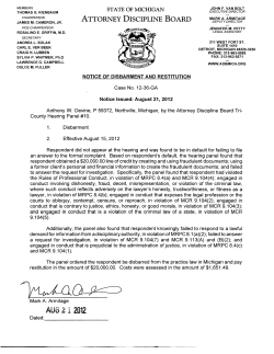 Notice of Disbarment and Restitution