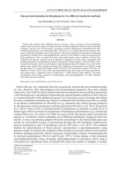 Glucose determination in fish plasma by two different moderate