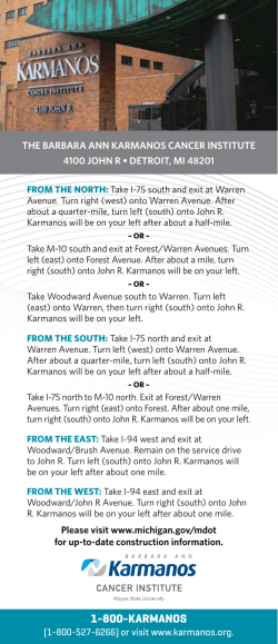 Directions PDF - Karmanos Cancer Institute