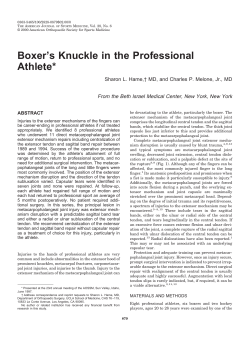 Boxer`s Knuckle in the Professional Athlete