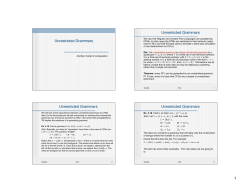 Unrestricted Grammars - UML Computer Science