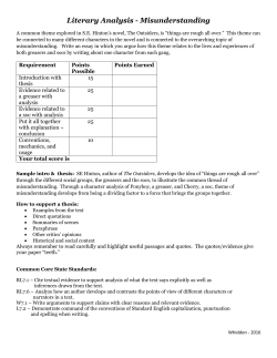 Literary Analysis - Misunderstanding