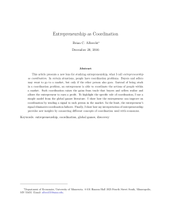 Entrepreneurship as Coordination