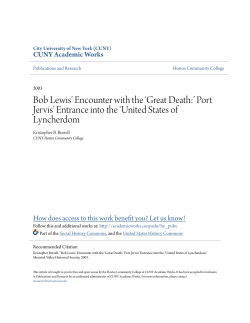 Bob Lewis` Encounter with the `Great Death:` Port Jervis` Entrance