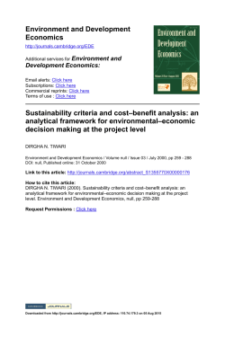 Sustainability criteria and cost&ndash;benefit analysis