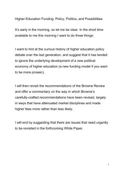 Higher Education Funding: Policy, Politics, and Possibilities. It`s