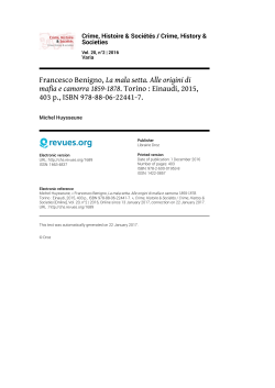 Francesco Benigno, La mala setta. Alle origini di mafia e camorra