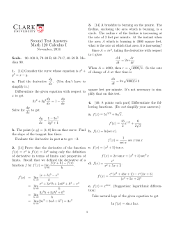 Second Test Answers Math 120 Calculus I