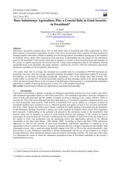 Does Subsistence Agriculture Play a Crucial Role in Food Security