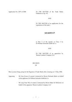 Application No. 2497 of 2000 IN THE MATTER of the Trade Marks