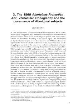 3. The 1869 Aborigines Protection Act - ANU Press