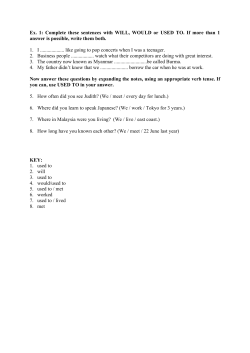 Ex. 1: Complete these sentences with WILL, WOULD or