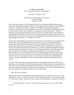 To Mix, or Not to Mix - gloria christi lutheran church