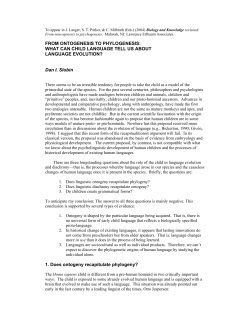 FROM ONTOGENESIS TO PHYLOGENESIS: WHAT CAN CHILD