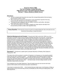 American History DBQ The Fall of Senator Joseph McCarthy High