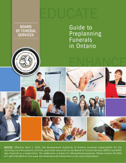 Guide to Preplanning Funerals - Bereavement Authority of Ontario