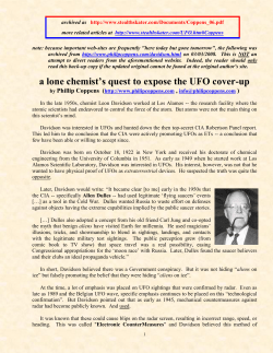 a lone chemist`s quest to expose the UFO cover-up