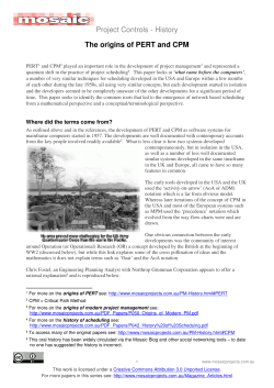 The origins of PERT and CPM