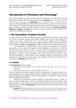 Introduction to Phonetics and Phonology