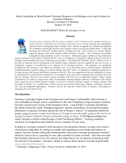 Moral Leadership or Moral Hazard? Germany Response to the
