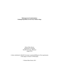 Shakespearean Secularizations: Endangering Beliefs on the Early