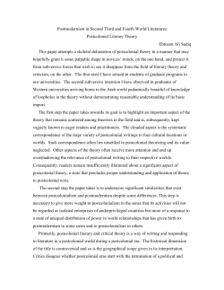 Postmodernism in Second Third and Fourth World Literatures