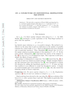 On a conjecture on exponential Diophantine equations