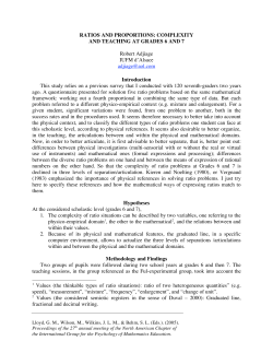 RATIOS AND PROPORTIONS: COMPLEXITY AND TEACHING AT
