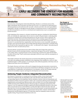 early recovery: the context for housing and community reconstruction
