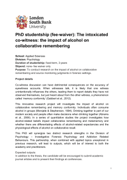 PhD studentship (fee-waiver): The intoxicated co