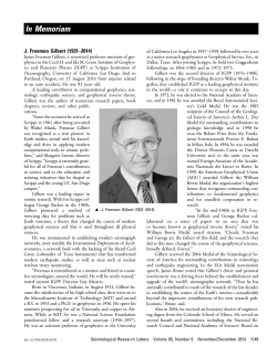 In Memoriam - Seismological Research Letters