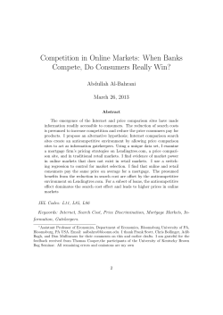 Competition in Online Markets: When Banks Compete, Do
